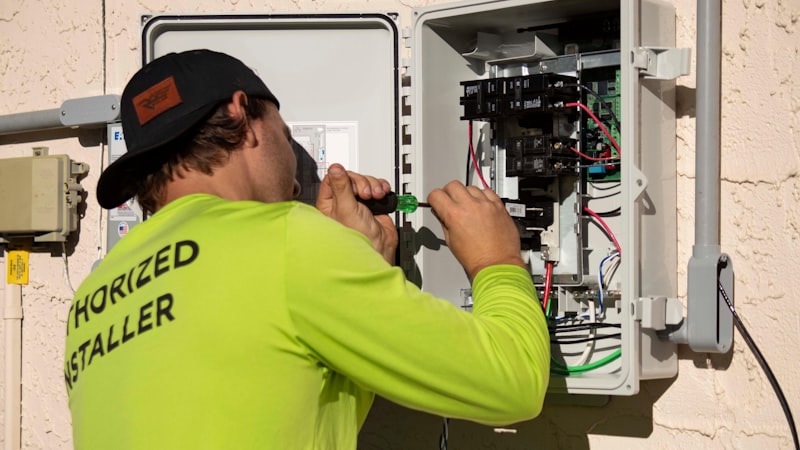 Authorised installer servicing a control panel